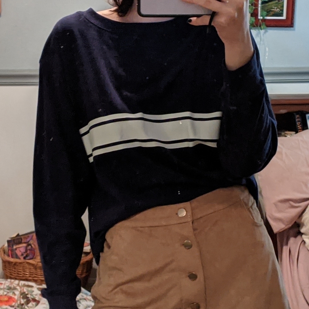 Blue striped long sleeve tee